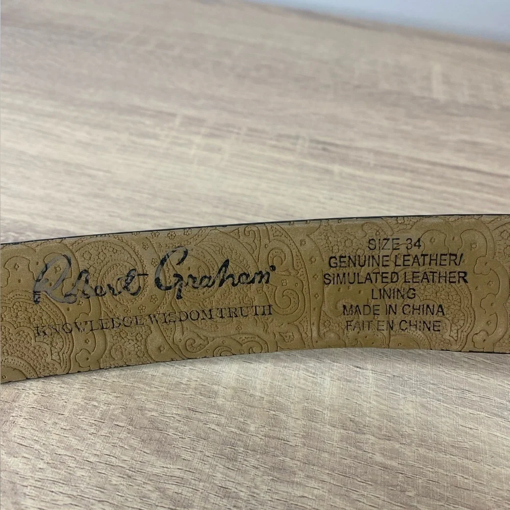 Robert Graham Men's Black Textured Leather Belt Size 34